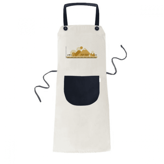 Tablier Chameau Sphinx Jaune Vert Égypte Ajustable en Coton Lin pour Cuisine BBQ avec Poche