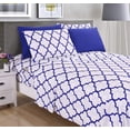 thumbnail image 4 of Elegant Comfort Luxury Soft Bed Sheets Quatrefoil Pattern 1500 Thread Count Percale Egyptian Quality Softness Wrinkle and Fade Resistant (6-Piece) Bedding Set, Full, Duke Blue, 4 of 15
