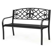 FASCK 50 Inch Patio Heavy-Duty Metal Garden Bench, Outdoor Bench for Yard, Park, Commercial Space, Rust-Resistant Frame, 3-Person Seating