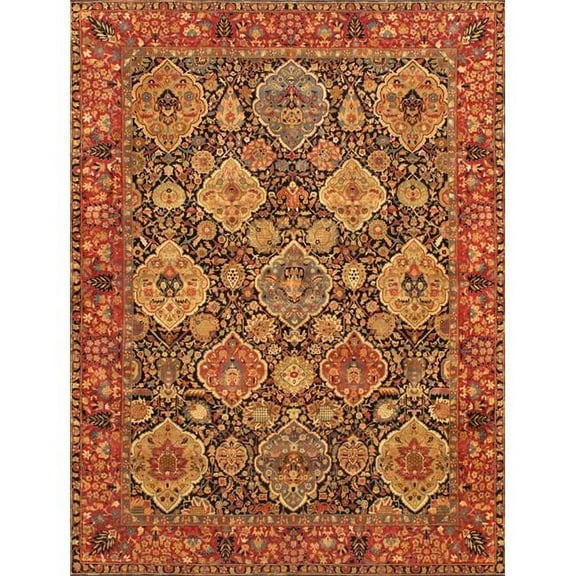 Pasargad Home Kerman Collection Hand-Knotted Lambs Wool Area Rug Navy 8' x 10' Oriental N/A 8' x 10' Indoor