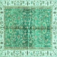 thumbnail image 1 of Ahgly Company Machine Washable Indoor Square Oriental Turquoise Blue Traditional Area Rugs, 4' Square, 1 of 4