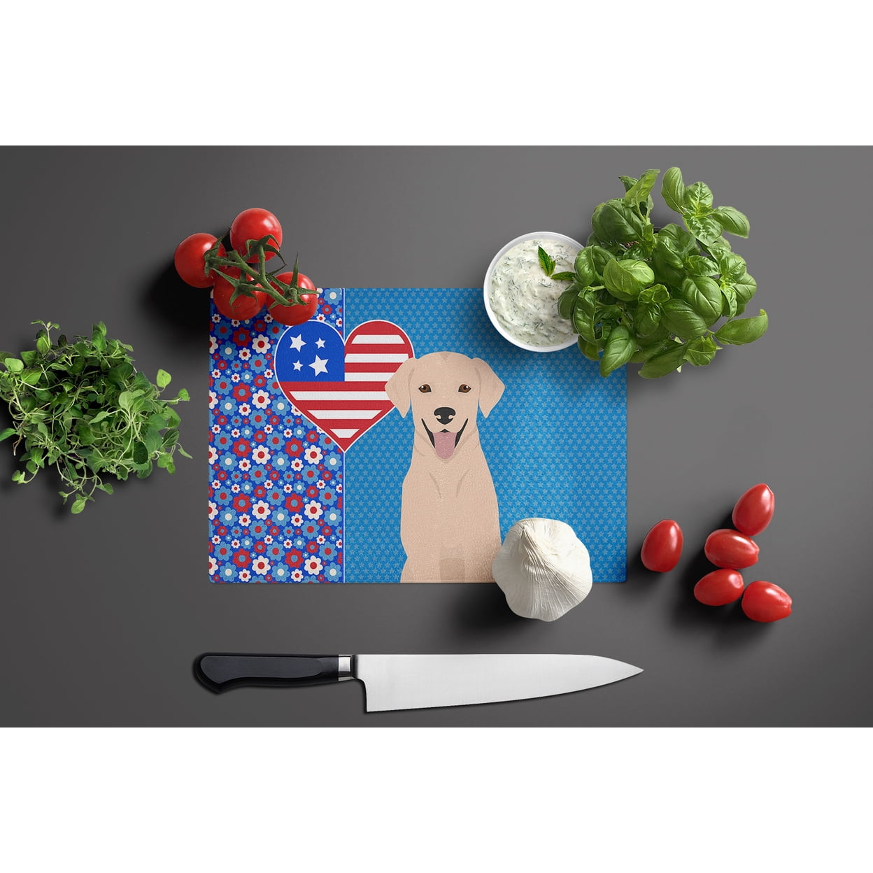 Yellow Labrador Retriever Glass Cutting Board Large 12 in x 15 in