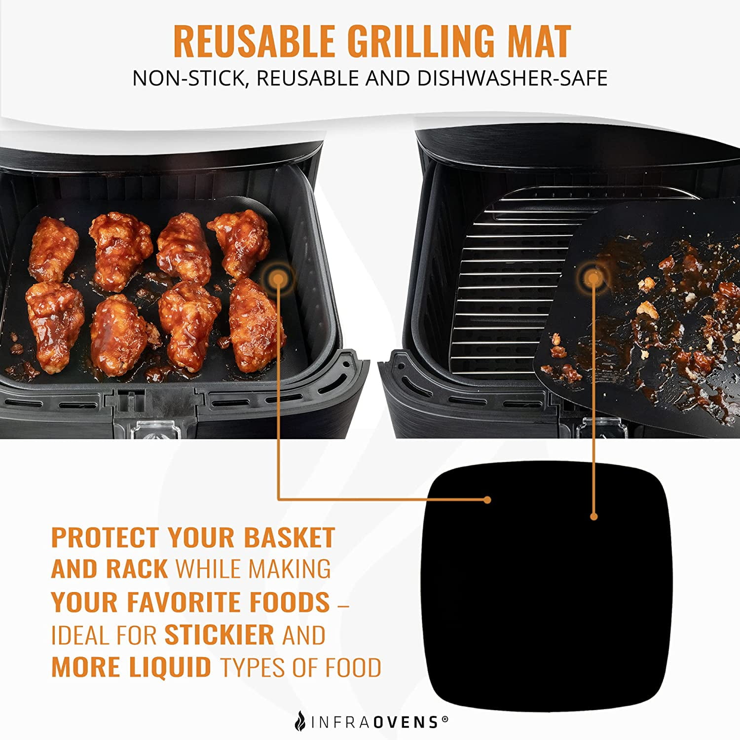 Air Fryer Liners Set of 3 with Silicone Mat, Heat Resistant Mats for Air Fryer Compatible with Ninja, Chefman, Instant Pot, Ultrean + more, Parchment Paper Liners Replacement Reusable Mats