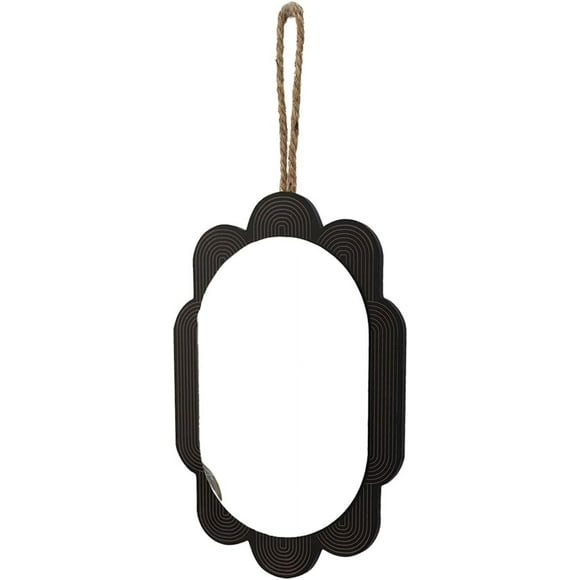 ERDS-Decorative Wall Oval Mirrors with Rope Hanger, Small Simple Style for Home Decor,1pc (Black)