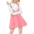 thumbnail image 3 of MODA NOVA Junior's Overall Pinafore Dress Button Decor Above Knee Suspender Skirt, 3 of 7