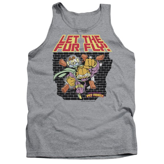 Garfield Let The Fur Fly Adult Tank Top Athletic Heather
