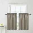 thumbnail image 2 of GlowSol Kitchen Curtains 30"W x 30"L Farmhouse Waffle Cafe Curtain Blackout Half Window Curtain for Bathroom, Taupe, Set of 2, 2 of 7