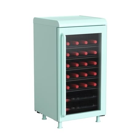Frigidaire 27 Bottle / 117 Can Retro Wine Cooler with Built-in Bar Top, 3.1 Cu. ft. Beverage Refrigerator with Tempered Glass Door, Mint