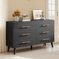 thumbnail image 3 of Aiho Modern 6 Drawer Wood Dressers, Wide Chest of Drawers with Metal Handles for Living Room, Bedroom, Black, 3 of 7