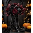 thumbnail image 5 of AZXY Halloween Decorations Witch Boot Shaped Resin Flower Vase, Cobweb Pattern Tall Floral Container for Artificial Rose Arrangement Table Entryway Indoor Halloween Party Tabletop Centerpiece Decor, 5 of 6