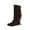 Brown, variant on Fesfesfes Western Boots Women Fringed Round Toe Warm Fall Winter High Long Low Heel Retro Women's US:6.5(38)