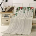 thumbnail image 2 of Christmas Throw Flannel Blanket 32x48In Winter Poinsettia Pine Cones Pine Needles Linen Super Soft Cozy Bed Blanket, Lightweight Plush Fuzzy Bed Throw for Bedroom Sofa Couch Living Room, 2 of 4