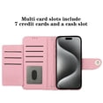 thumbnail image 2 of Allytech Wallet Case for iPhone 15 Pro, Luxury PU Leather Shockproof Protective Flip Cover for Women Girls, Kickstand Folio Case with Card Slots Holder Wrist Strap Lanyard - Pink, 2 of 7
