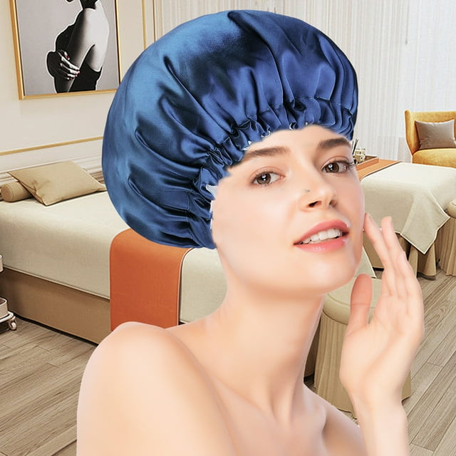 EGNMCR Réversible Silk Satin Cap pour Dormir, Bouton Adaptable Silk Satin Hair Cap, à la Mode Double Couche Hair Cap Sleeping Cap
