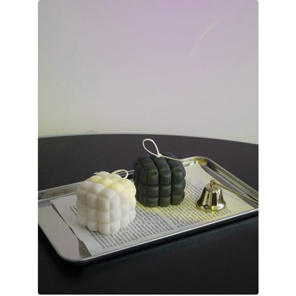 Set of 2 Cushion Scented Candles | Scented Candles for Home Decor | Home Decor Candles for Bedroom | Scented Candles for Bedroom | Stylish Candle | Candle Gift Set | Gift Ideas | Black/White x1