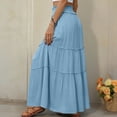 thumbnail image 4 of Paiwinds Women's Summer Fashion Solid Color A-Line Maxi Skirt with Elastic Waist and Pockets, Soft Comfortable Stretchy Polyester Spandex for Everyday Casual, 4 of 9