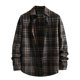 thumbnail image 1 of Blusa y camisa de manga larga con cuello vuelto para hombre, informal, con botones y bolsillos, camisa de manga larga a cuadros, abrigo de lino para hombre, 1 of 6