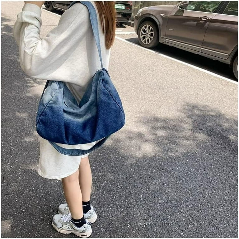 CoCozhu Grunge Canvas Bag Crossbody Bag Casual Hobo Bag