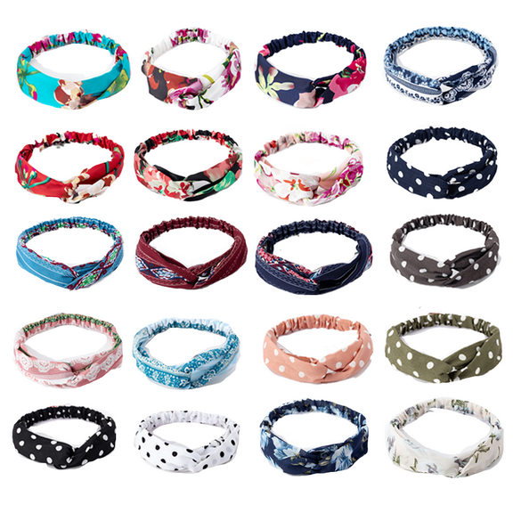 20 Pack Boho Headbands Knotted Elastic Fashion Twisted
