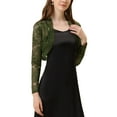 thumbnail image 5 of Allegra K Women Floral Lace Sheer Open Front Bolero Shrug Cropped Cardigan Olive Green XL, 5 of 5