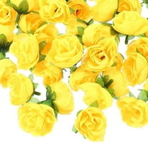 Uxcell Mini Artificial Rose Flower Heads Silk Bouquet for Home and Event Decoration Yellow