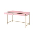thumbnail image 3 of DeeHome Pink High Gloss and Gold 2-drawer Writing Desk, 3 of 7