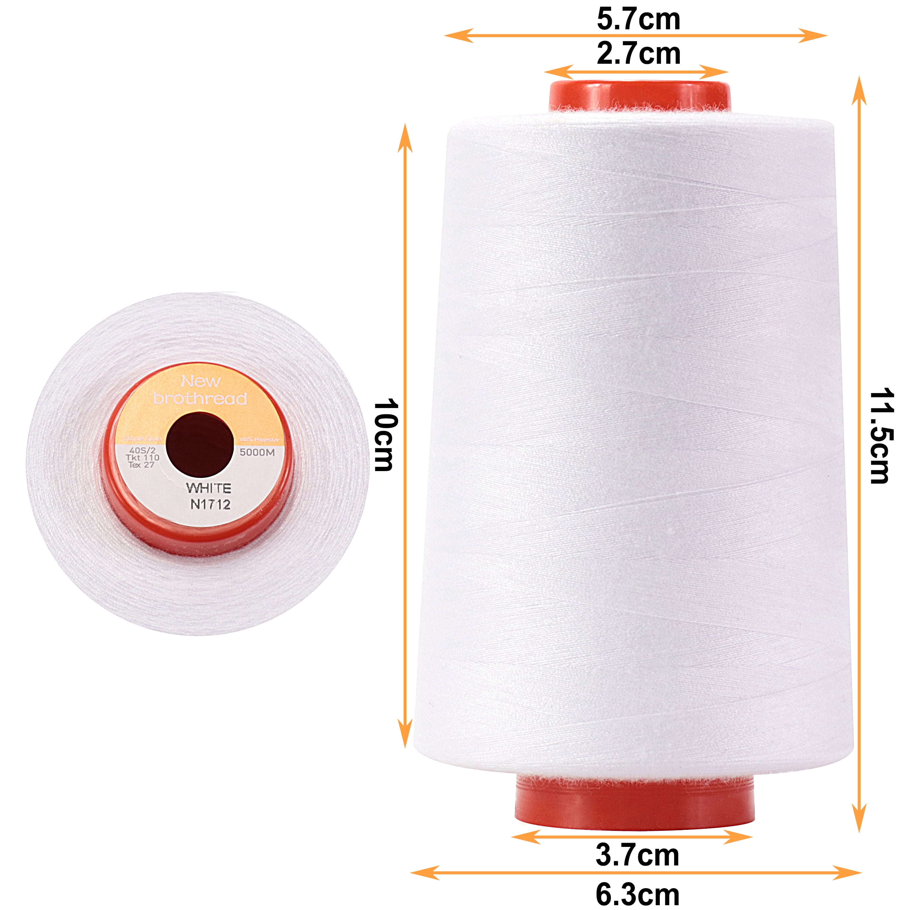 New brothread 4 Large Cones of Polyester Sewing Serger Quilting Thread - 5500Y (5000M) - White