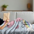 thumbnail image 3 of Dragon Soft Flannel Fleece Throw Blanket, Magic Typography in Cursive with a Pink Cartoon Animal on a Rainbow, Cozy Plush for Indoor and Outdoor Use, 70" x 90", Baby Blue and Multicolor, by Ambesonne, 3 of 5