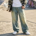 thumbnail image 6 of Zpanxa Boys Grey Acid Wash Baggy Jeans Loose Wide Leg Denim Pants Jeans for Boys Blue 13-14 Years, 6 of 6