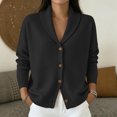 thumbnail image 2 of JULMCOMO Knit Cardigan Sweaters for Women Lapel Collar Button Down Loose Trendy Jacket Long Sleeve Casual Outfits Black L, 2 of 5