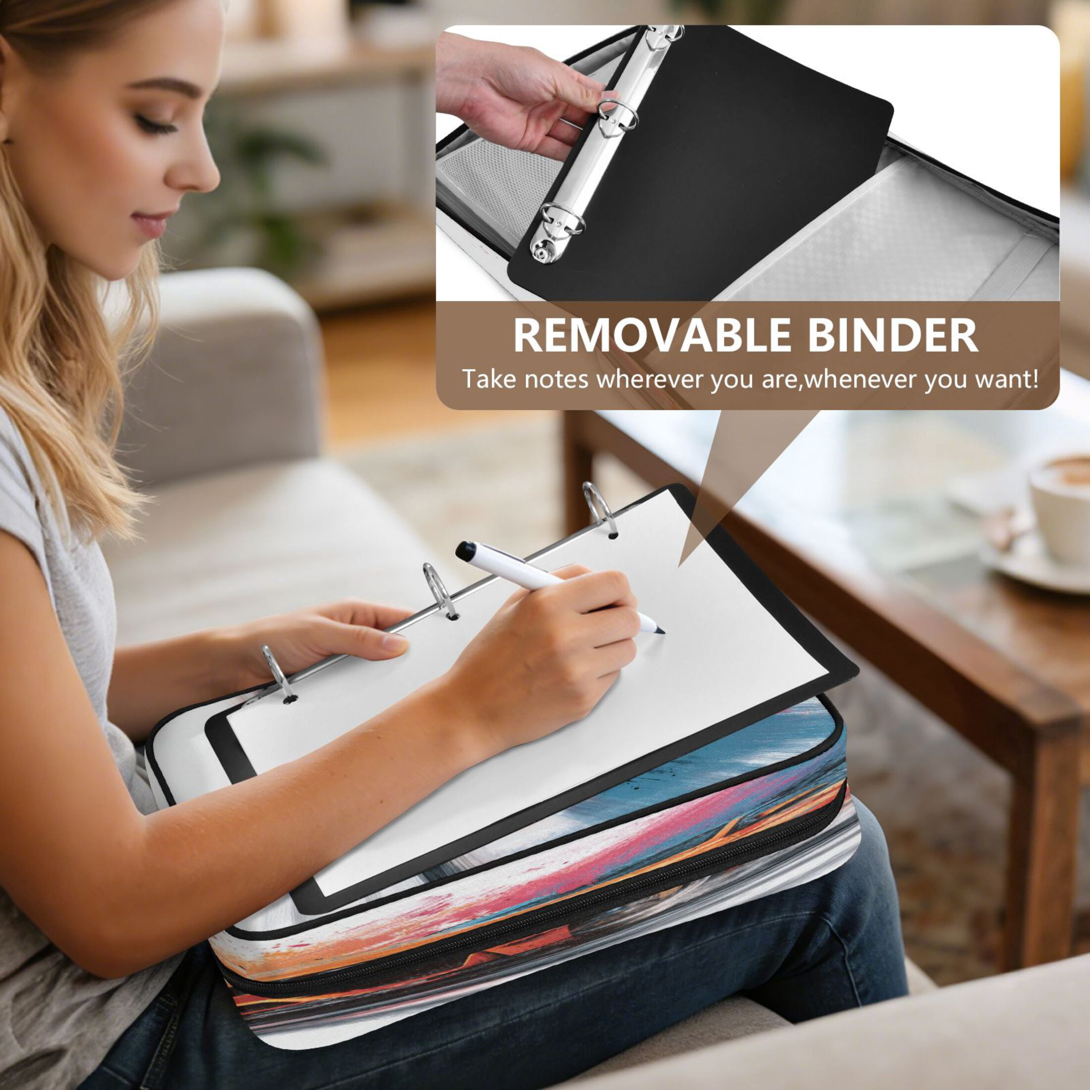 3 Ring Zipper Binder with Accordion File Organizer Waterproof Back to College Binder - 7 Layer Document Organizer for Study Home Office College Travel Supplies Orange Cool Car