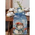 thumbnail image 4 of Ldtrchee Blue Snowman Christmas Table Runner 108 Inches, Farmhouse Xmas Snowflake Bed Runner Dresser Scarves Tabletop for Indoor Outdoor Parties/Ceremony/Banquet, 13"x 108", 4 of 8