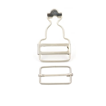 Fenggtonqii Gourd Dungaree Suspender Buckles Adjuster with Rectangle Slider, 1'' Wide Bottom, for Garment DIY, Silver 4 Sets