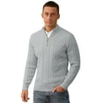 thumbnail image 2 of Iceglad Mens Quarter Zip Sweater Cable Knit Stand Collar Pullover Casual Thermal Knitwear, 2 of 7