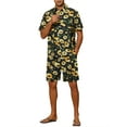 thumbnail image 2 of INSPIRE CHIC Summer Printed Shirts Set for Men's Short Sleeves Color Block Hawaiian Outfit M Navy Blue, 2 of 4