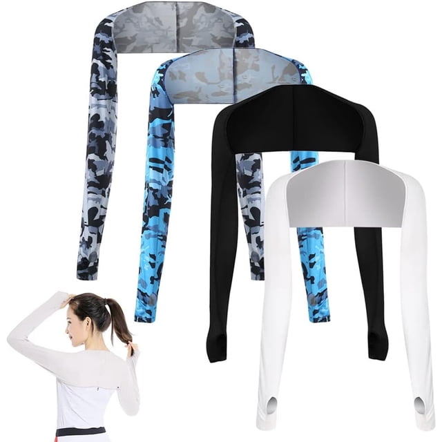 HUGFEGWE 4 Pcs Châle Rafraîchissant pour Femmes Manches de Bras Protection Solaire Châle pour Couvrir les Bras pour Femmes CJB91-79243