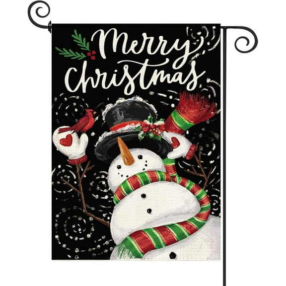 JANI Christmas Santa Garden Flag 12.5 x 18 Inch Double Sided Burlap Believe in The Magic of Christmas Poinsettia Small Yard Flag Winter Holiday Seasonal Outdoor Outside Decoration