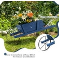 thumbnail image 3 of RONG-3 Wooden Wagon Planter, Small Flower Plant Pot w/Triangular Metal Support, 2 Energy-Saving Handles, Movable Wheel, Wood Wheelbarrow Cart Planter for Garden Backyard Holiday,Blue, 3 of 9