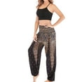 thumbnail image 5 of IROINNID Women's Pants Relaxed Print Fashion Casual Hippy Harem Smocked Waist Trousers Beach Pants Legging, 5 of 9