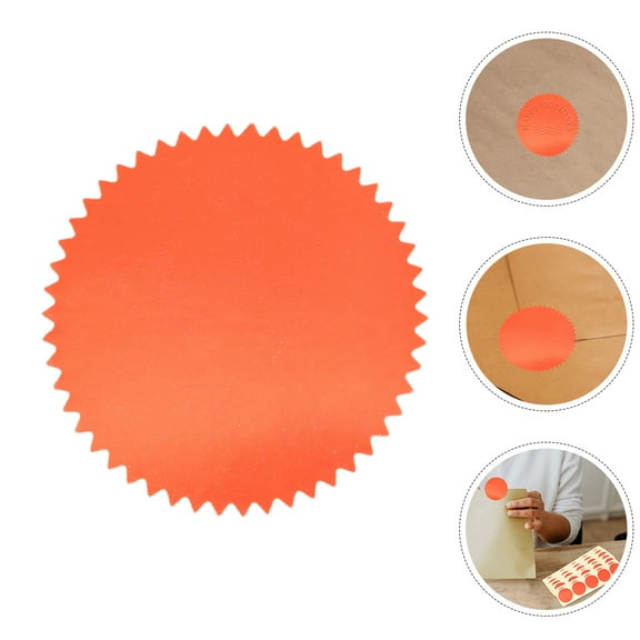 Hemoton 200pcs Round Red Metallic Seals With Serrated Edge For Package Envelope Certificate Paper Reward Stickers Embossing Labels