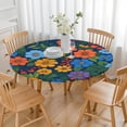 thumbnail image 3 of Pioneer Flower Floral Print Pattern Round Fitted Tablecloth with Elastic Edge,Dining Table Cover Waterproof,Outdoor Round Tablecloth for Camping,Dining,Indoor and Outdoor, 3 of 7