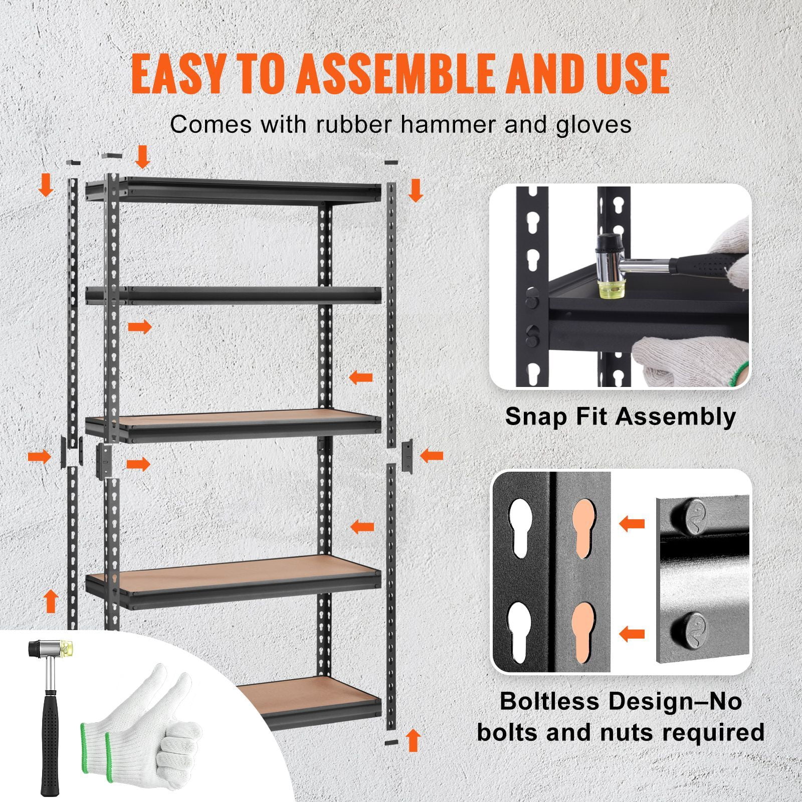Storage Shelving Unit, 5-Tier Adjustable, 2000 lbs Capacity, Heavy Duty Garage Shelves Metal Organizer Utility Rack, Black, 30" L x 12" W x 60" H for Kitchen Pantry Basement Bathroom Laundry