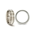 thumbnail image 3 of Gem & Harmony Mens Titanium with Sterling Silver Txtured Lines Band Ring (7.5mm) for Men, 3 of 5