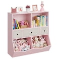 thumbnail image 3 of Kids Bookshelf and Toy Storage Organizer with 3 Movable Drawers, 36.6" Floor Storage Cabinet Toy Chest with 4 Cubbies, Multifunctional Storage Chest for Nursery, Playroom, Bedroom, 3 of 9