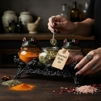 Vintage Spice Jars,Handcrafted Witchy Frog Apothecary Jars with Frog Lids,Gothic Art Kitchen Gothic Food Storage Containers,Halloween Display Home Decor for Spices,Herbs,Salts