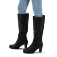 thumbnail image 6 of Pennysue Women Knee High Boots Black Sedue Wide Calf Chunky Heel Booties For Women 9M, 6 of 7