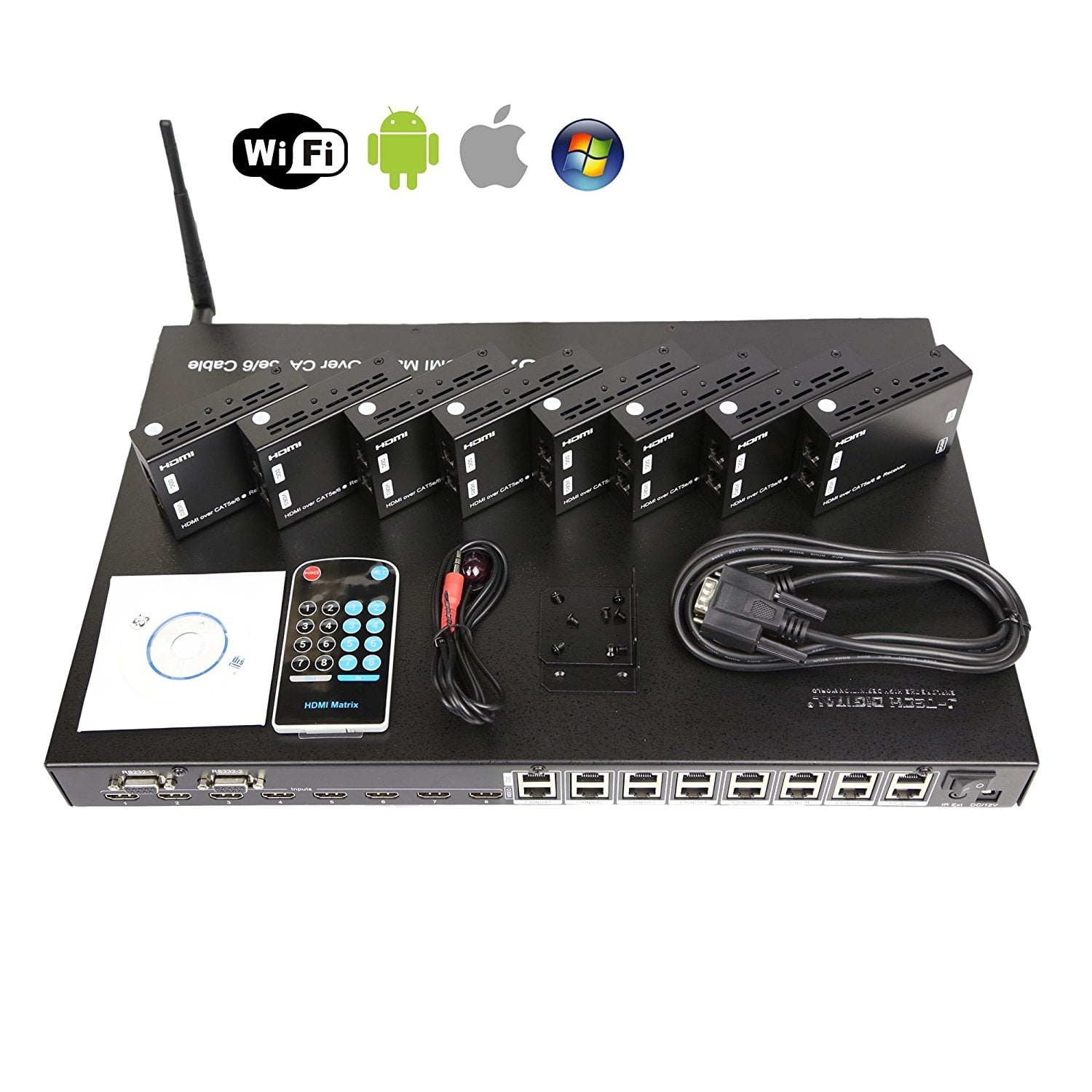 J-Tech Digital 8x8 HDMI 1080p HDCP Matrix Switcher Extender,8