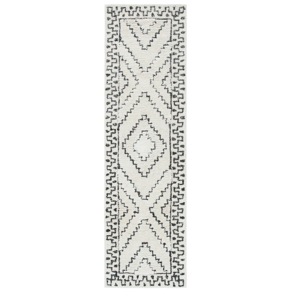 SAFAVIEH Casablanca Lidija Geometric Runner Rug, Ivory/Black, 2'3" x 6'