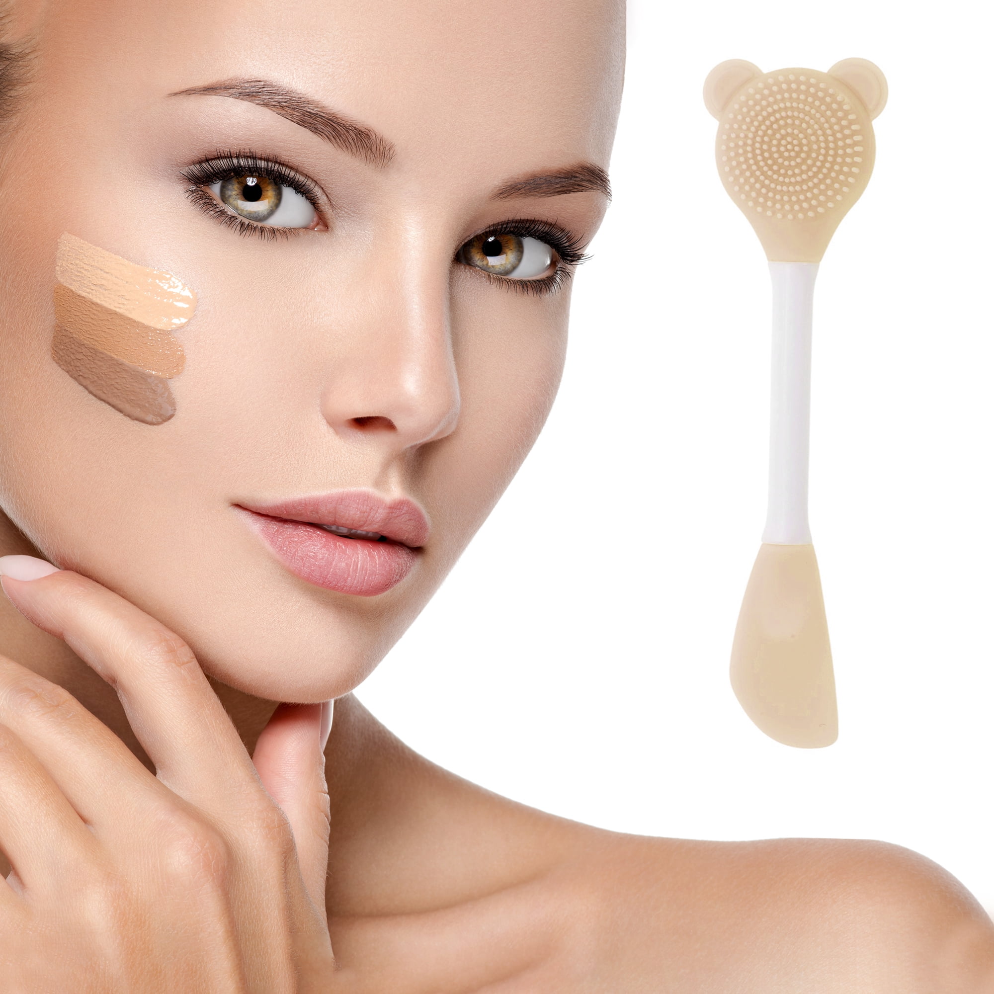 Unique Bargains Smooth Knife-shaped Facial Mask Brush 2 Pcs Light Brown