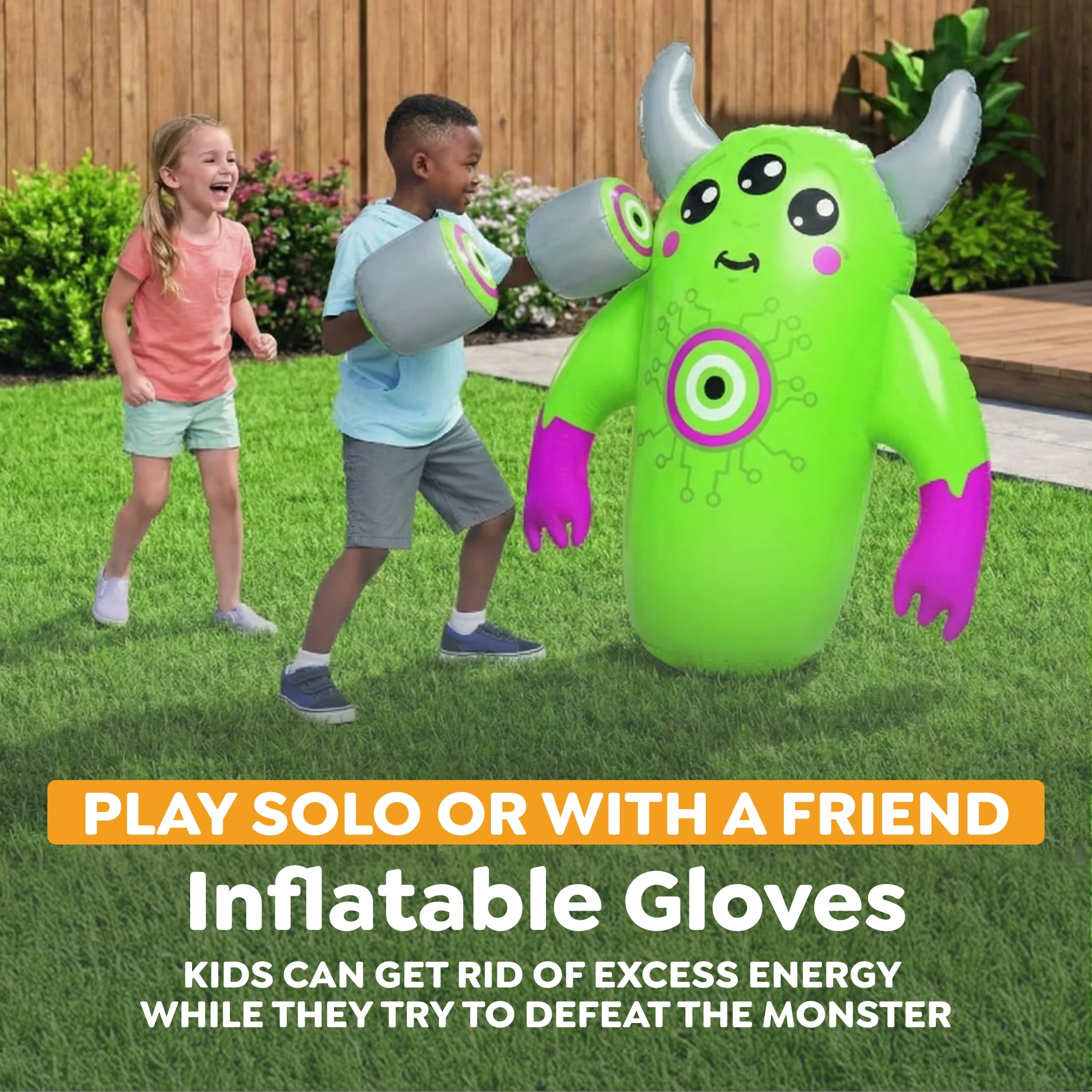 Play Day Kids Monster Inflatable Bop Bag with Boxing Gloves - 47 inch